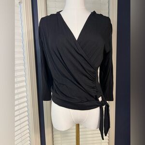 Loveappella Black Wrap Blouse